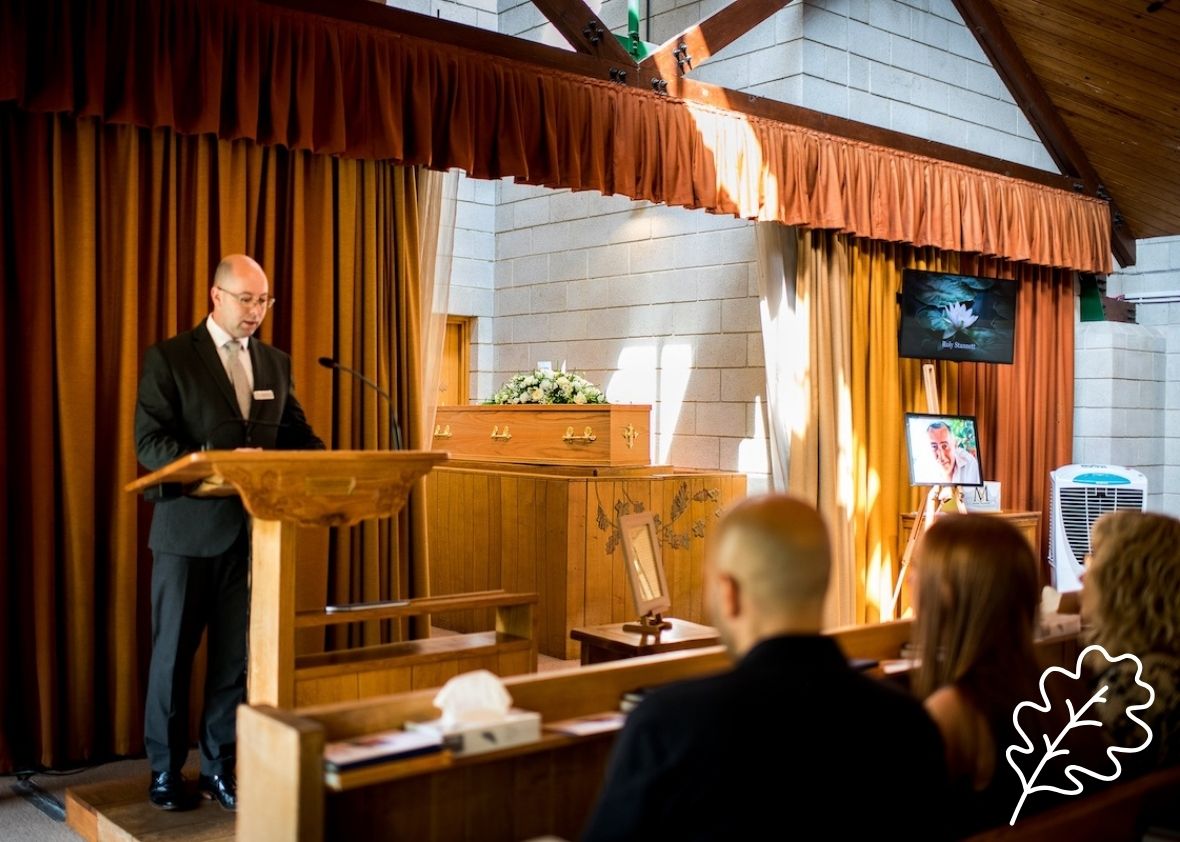 Photo of Rob giving a funeral celebrant service